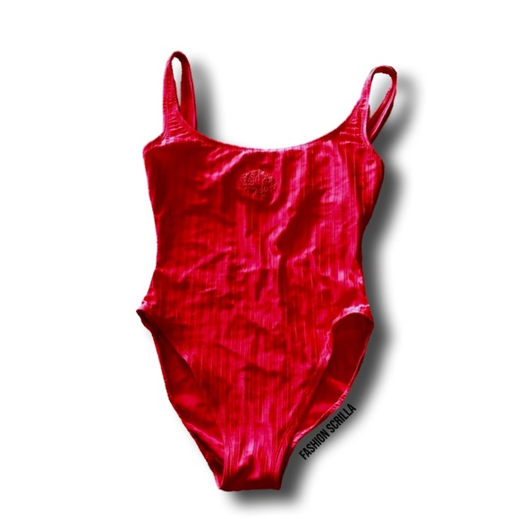 Christian Dior Vintage Insignia Red & Gold Logo Swimsuit - Picture 7 of 7